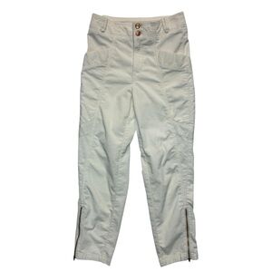 Anthropologie Pants Womens Size 27 White Corduroy Cargo Pilcro Ankle Zip